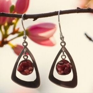 #358 HAND CRAFTED Earrings handmade bamboo coral chips resin Stainless Steel